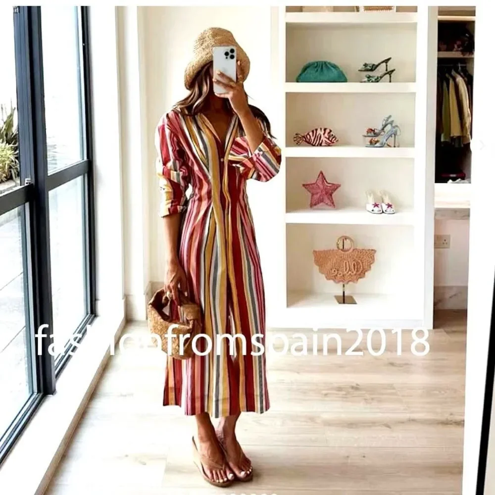 ZARA ZW COLLECTION STRIPED SHIRT DRESS